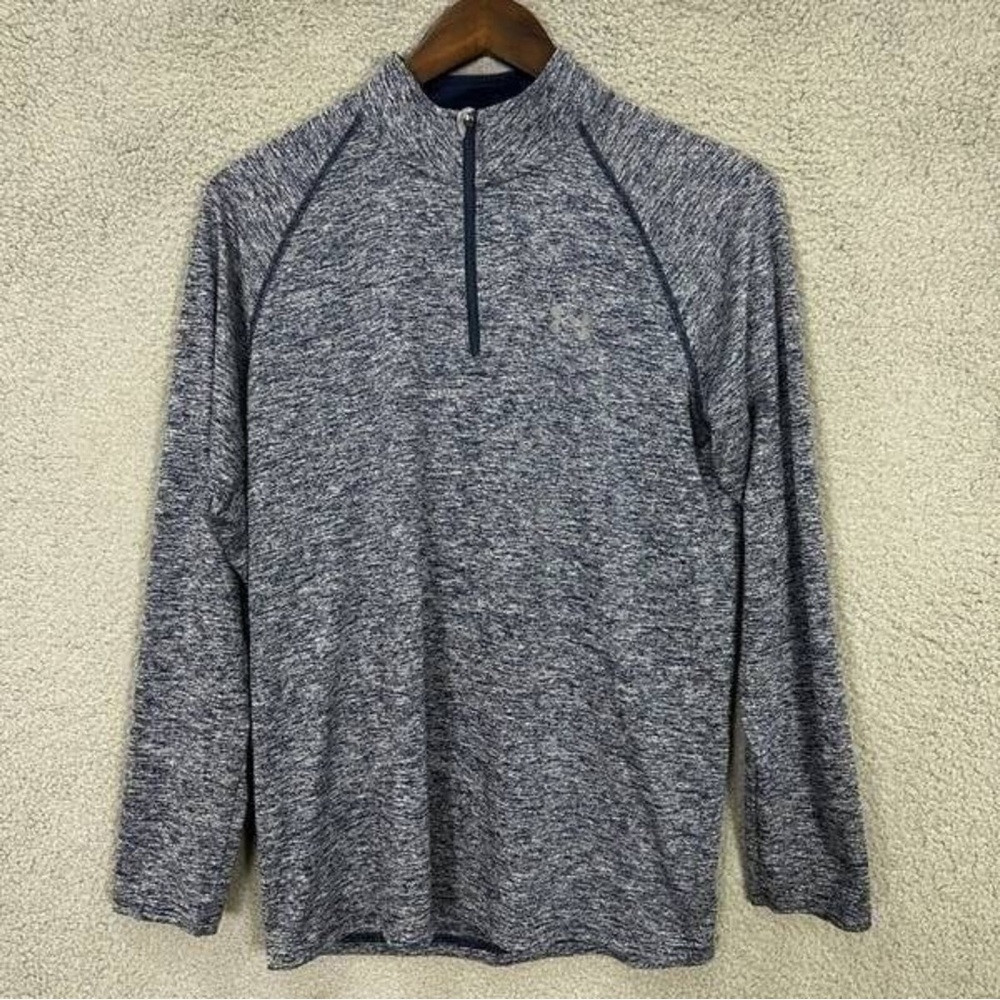Heathered Navy Blue Knit Fabric Top